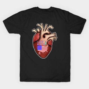 I love Merica,human heart anatomy,I love my country T-Shirt